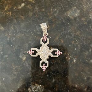 Judith Ripka Ruby and Diamonique Cross Pendant